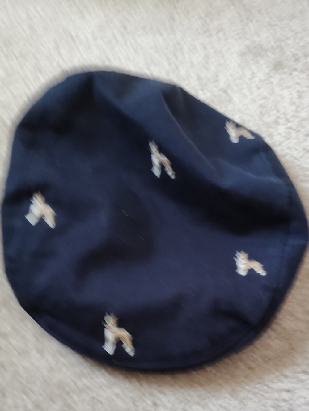 Janie and Jack Navy Blue Embroidered Dogs Beret